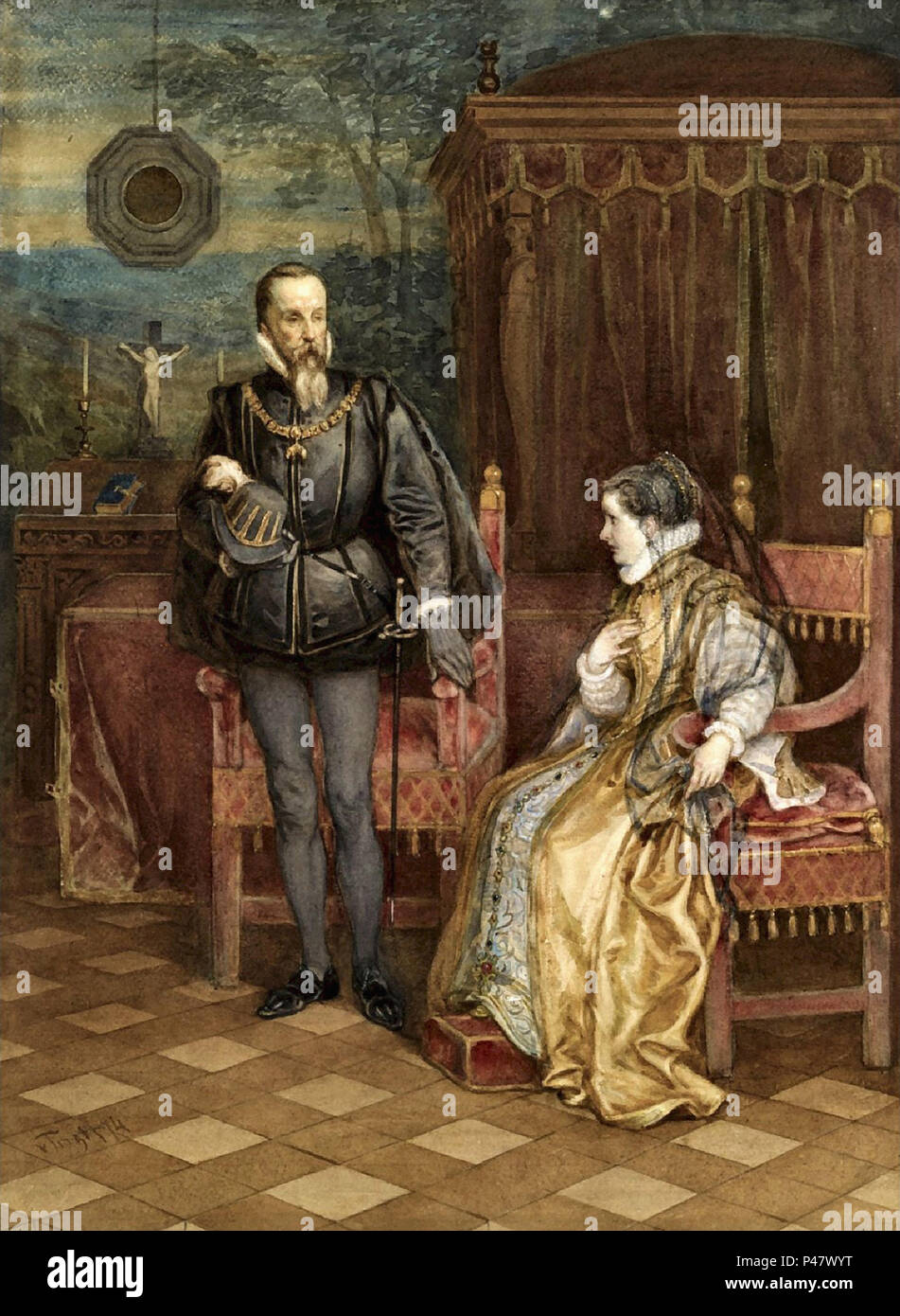 Trigt  Hendrik Albert Van - the Duke of Alba and Margaret of Parma Stock Photo