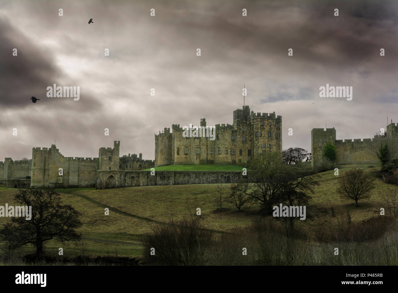 Alnwick Castle, home the Duke of Northumberland Stock Photo