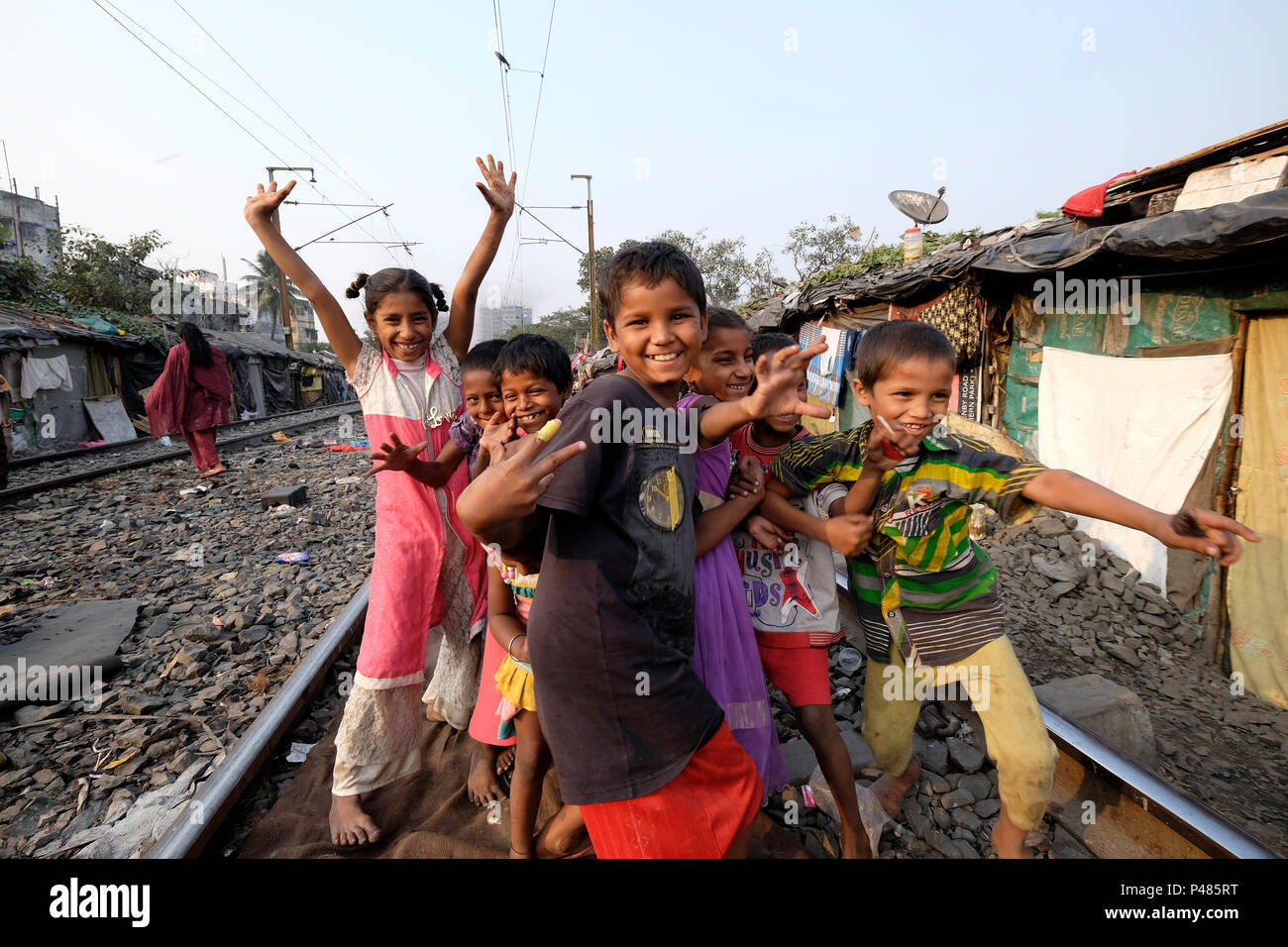 India, Kolkata, Park Circus slum Stock Photo