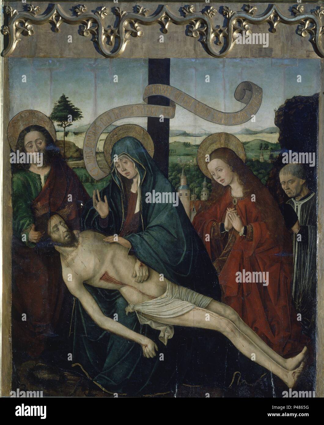 'La quinta angustia', ca. 1492, Oil on panel, 97 x 160,5 cm. Author: Francisco Chacón (fl. 1474-1501). Location: MUSEUM OF FINE ARTS, GRANADA, SPAIN. Stock Photo