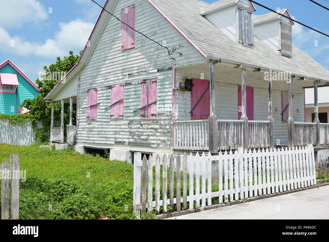 Older historic homes in New Providence, Green Turtle Cay island in the