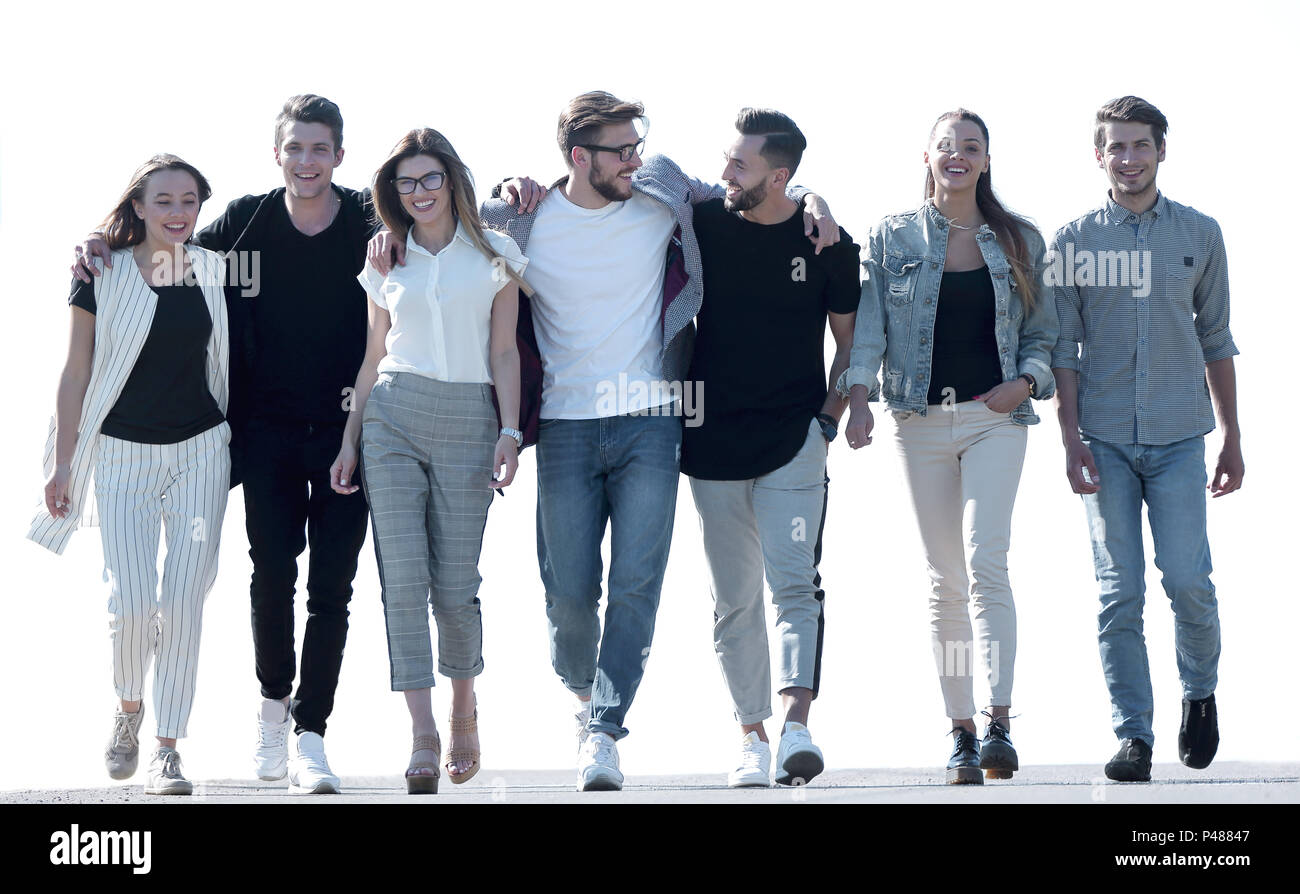 group of young people walking on the street Stock Photo - Alamy