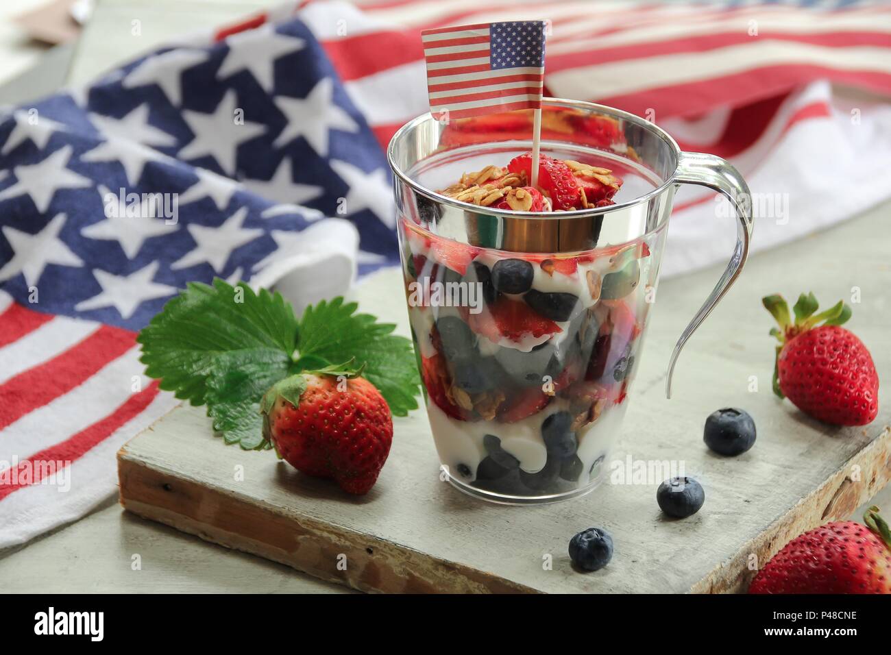 American flag red blue white yogurt berry Parfai / 4th of July Memorial ...