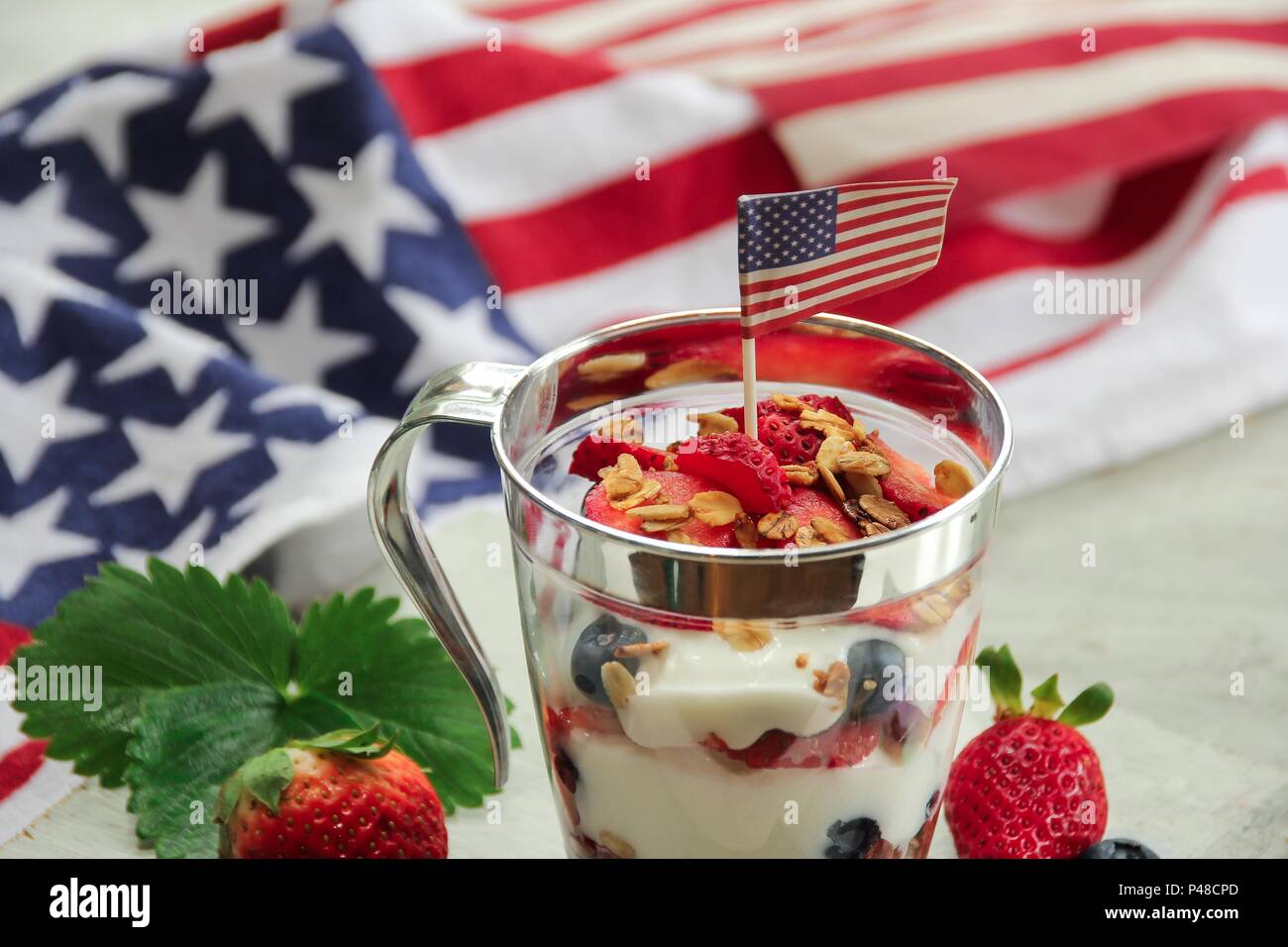 American flag red blue white yogurt berry Parfai / 4th of July Memorial ...
