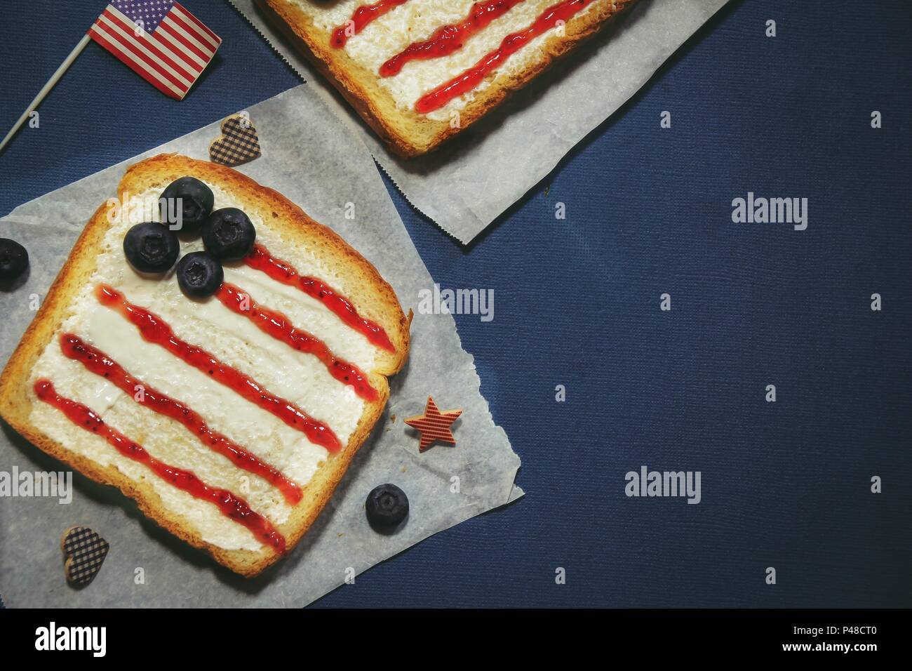 American flag red blue white sandwich / 4th of july Memorial day theme