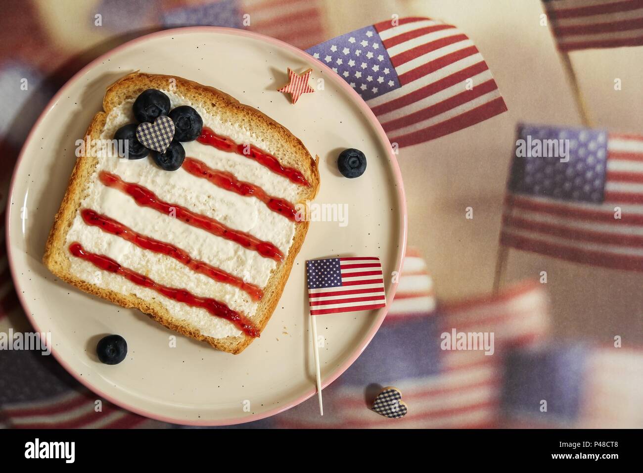 American flag red blue white sandwich / 4th of july Memorial day theme