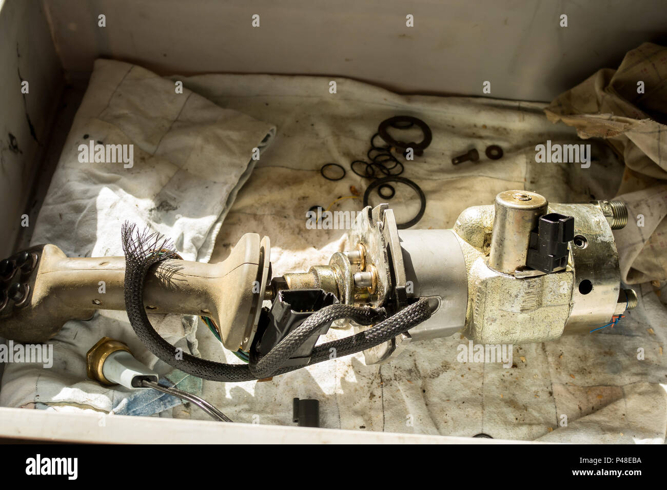 Repair And Parts Of A Compact Loader Stock Photo Alamy