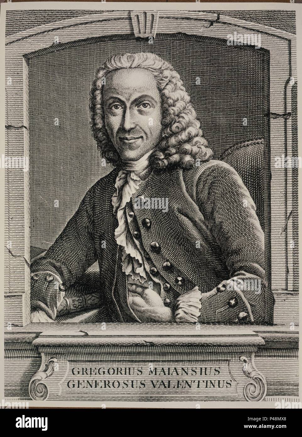 GREGORIO MAYANS (1699-1781) - ILUSTRADO VALENCIANO ABOGADO  FILOSOFO  Y BIBLIOTECARIO. Location: BIBLIOTECA NACIONAL-COLECCION, MADRID, SPAIN. Stock Photo