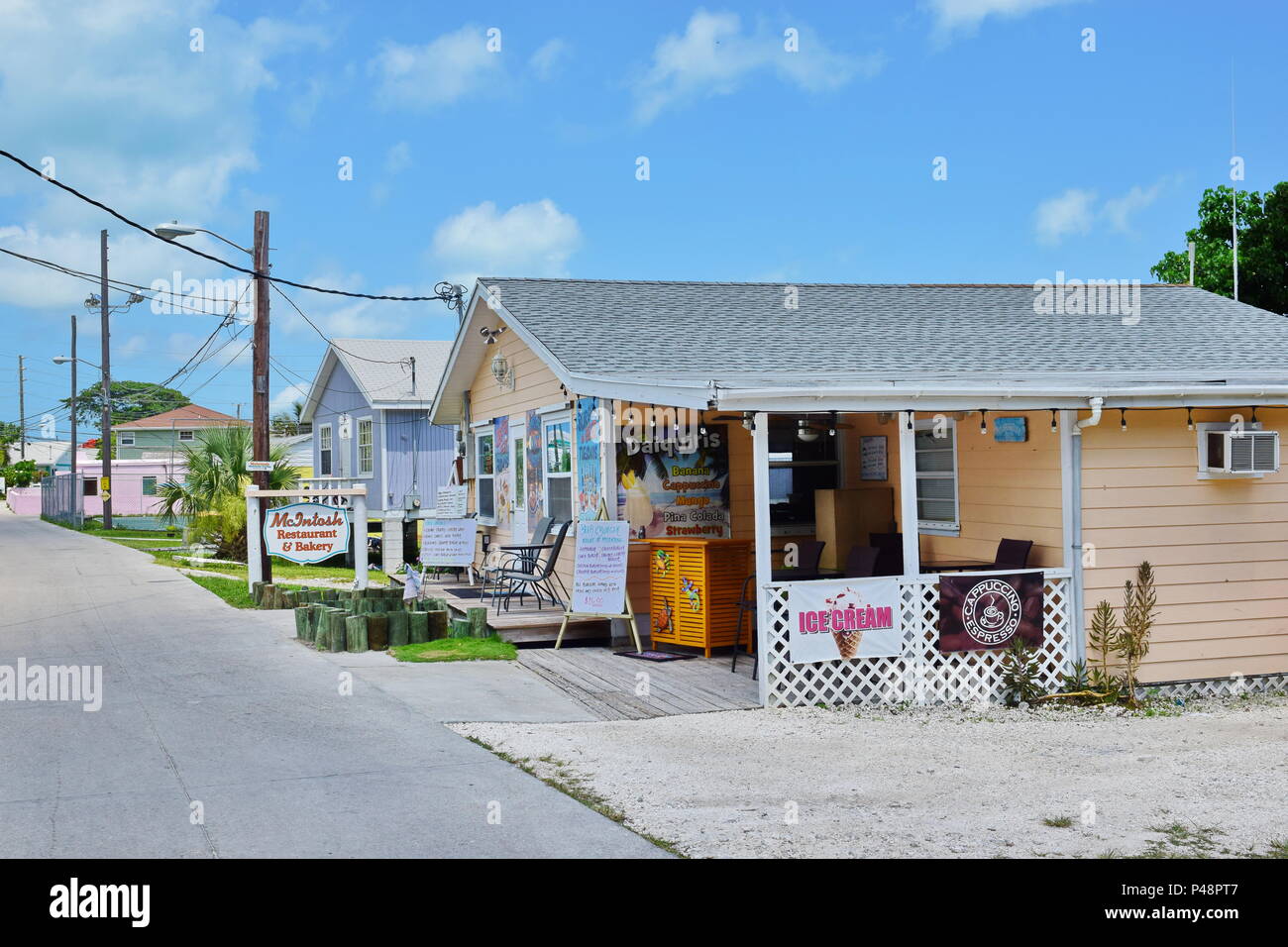 Downtown Historic New Plymouth businesses and buildings on small narrow