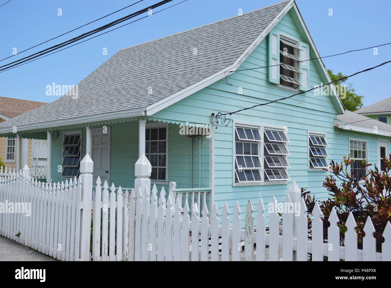 Downtown New Providence homes in Green Turtle Cay, Bahamas. Colorful