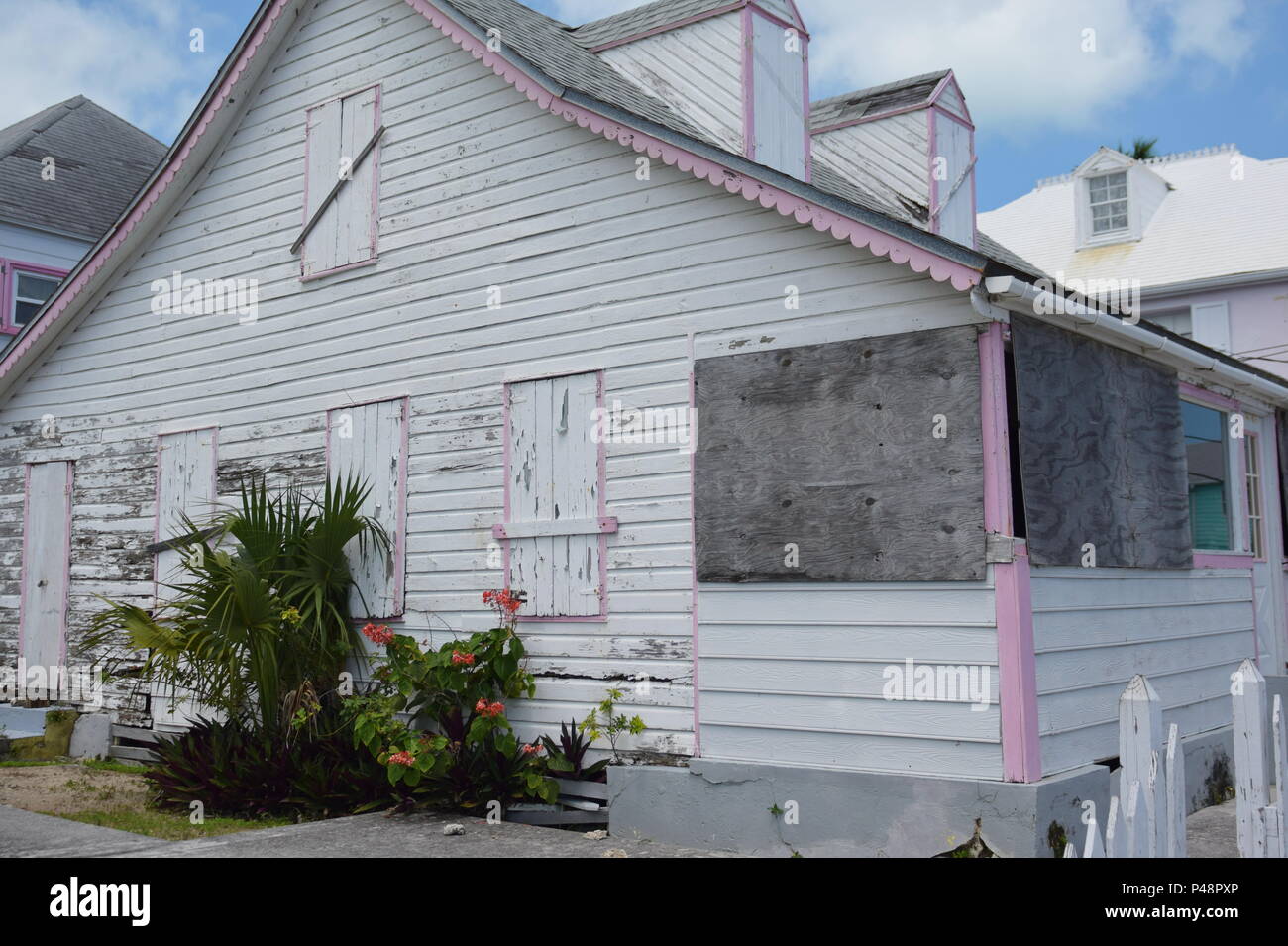 Downtown New Providence homes in Green Turtle Cay, Bahamas. Colorful