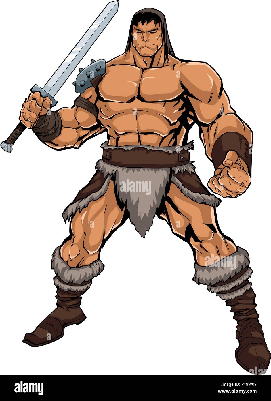 Barbarian on White Stock Vector