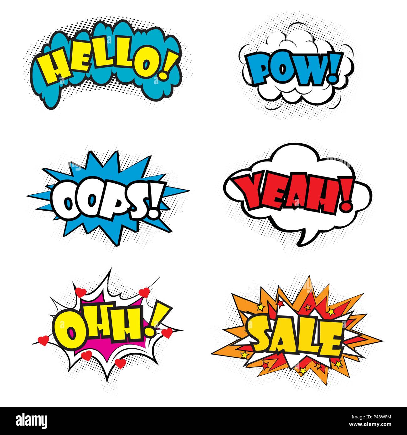 Set of comic speech bubble,stock vector illustration. Stock Vector