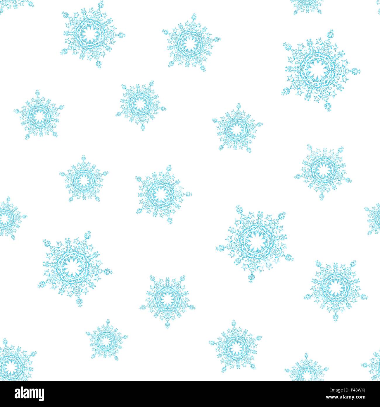 Seamless pattern with snowflakes or mandala. Hand drawn vector background Stock Vector