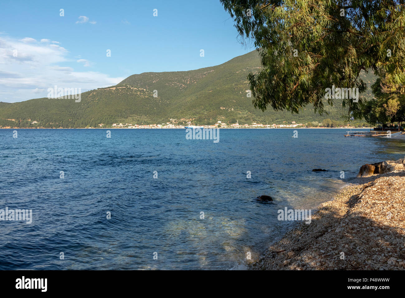 view of Sami Village Harbour, Ionian Sea, Kefalonia, Greece Stock Photo