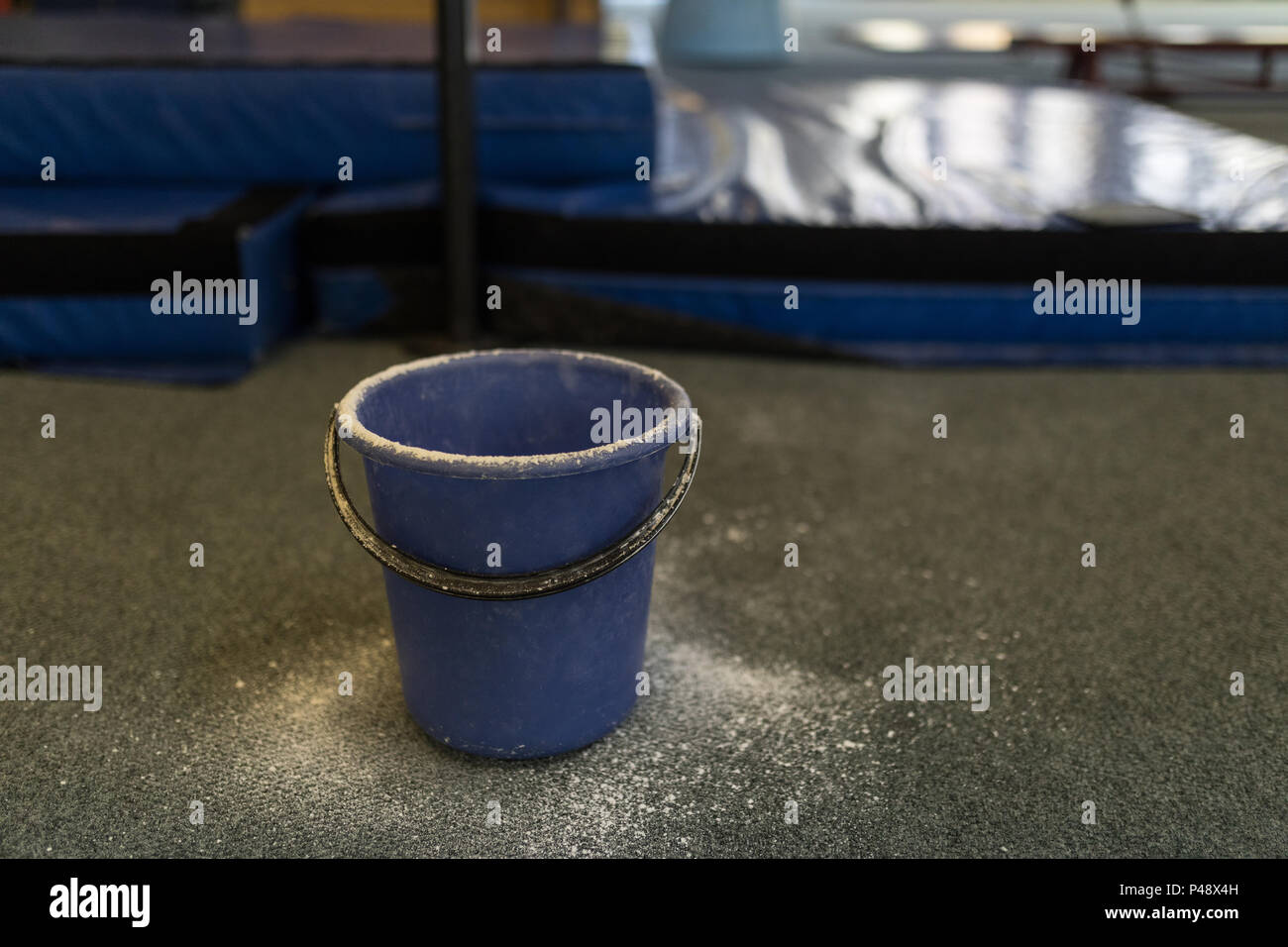 Bucket at fitness studio Stock Photo Alamy