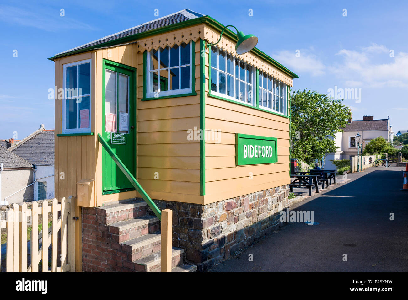 The surviving signal box at the non-operational railway station in Bideford North Devon UK Stock Photo
