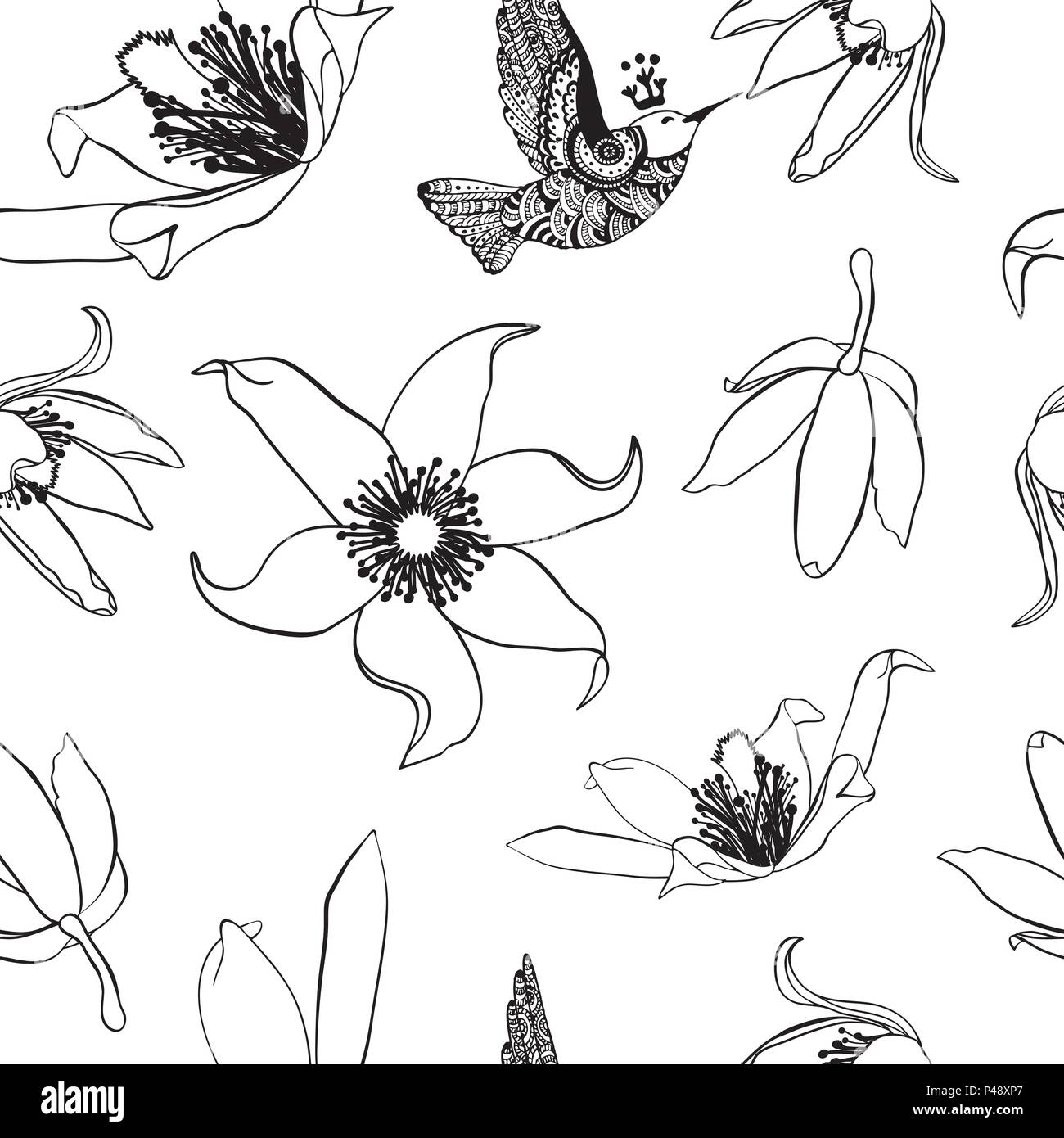 Hand drawn vintage floral seamless pattern Stock Vector Image & Art - Alamy