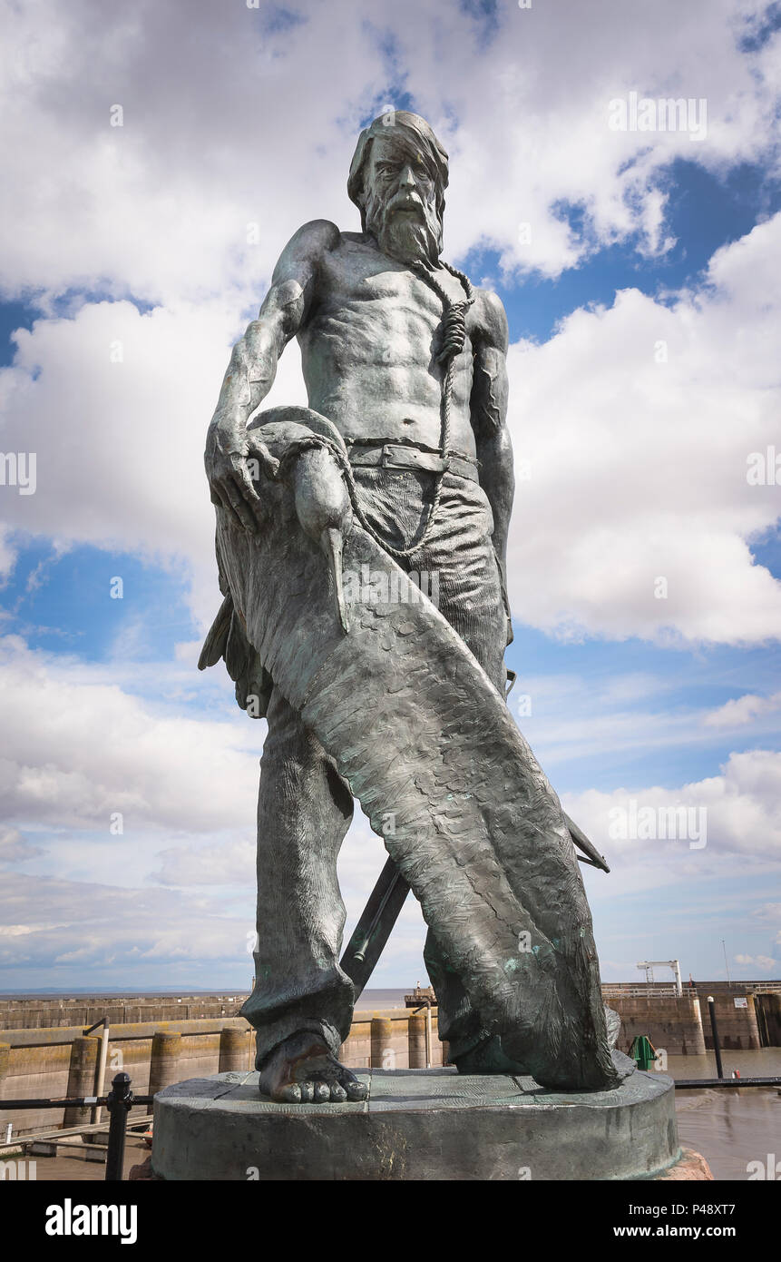 Statue of The Ancient Mariner on the sea-front at Watchet Somerset England UK Stock Photo