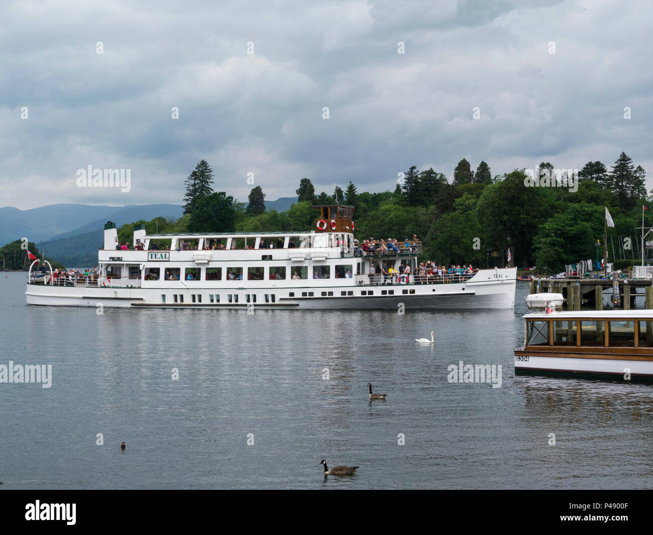 Lake Windermere cruise boat MV Teal arriving at BownessonWindermere