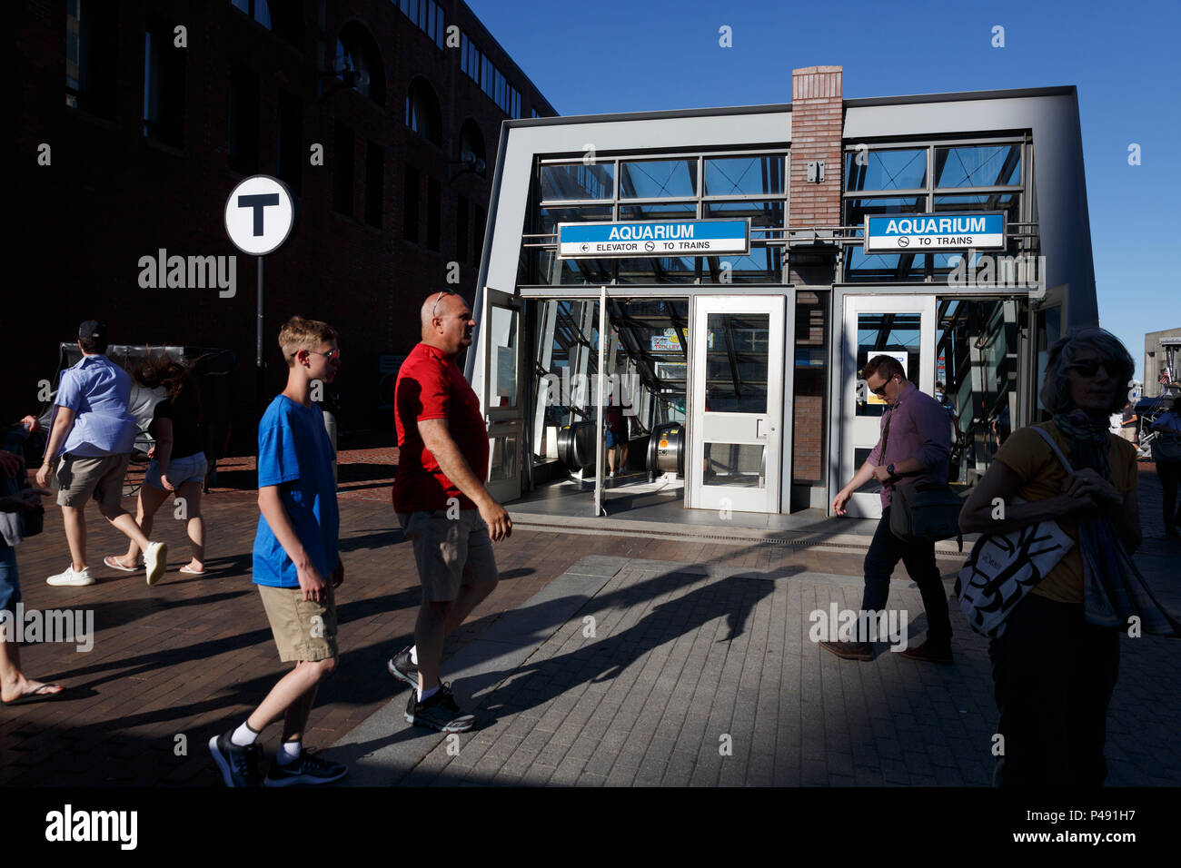 Aquarium Blue Line subway station, Boston, Massachusetts Stock Photo