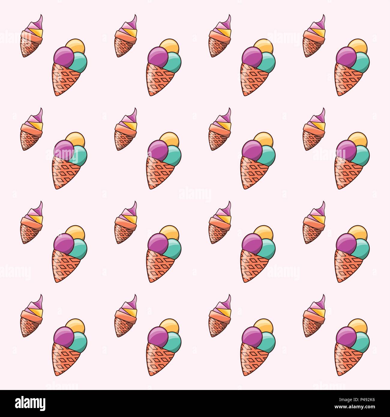 ice cream cones background, colorful design. vector illustration Stock