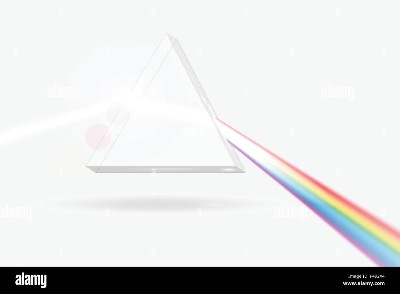 Spectrum prism picture. Transparent optical element, triangular prism dispersing a beam of white