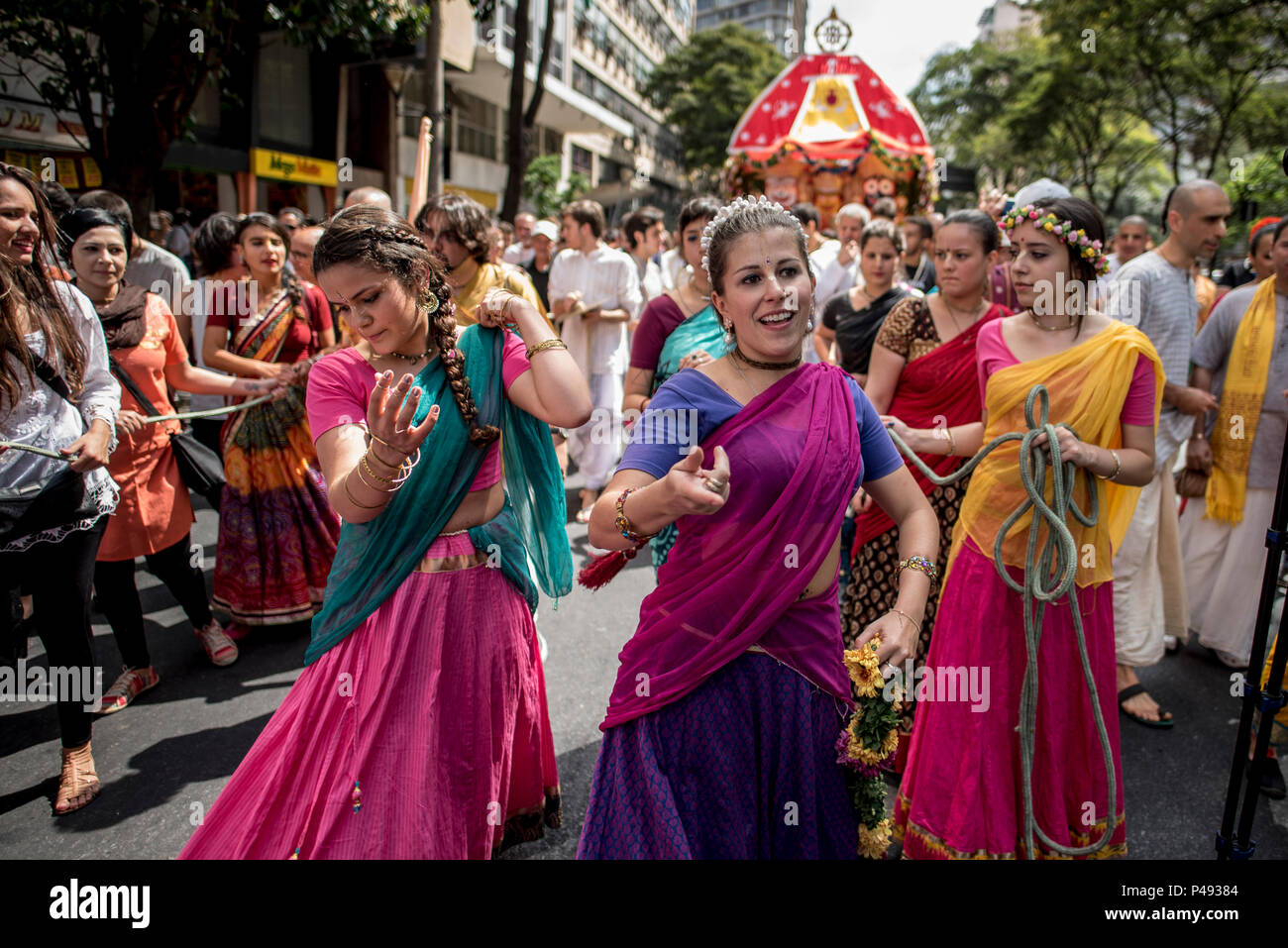 BELO HORIZONTE, MG - 22.08.2015: FESTIVAL RATHA-YATRA - evento religioso-cultural milenar organizado pela  Movimento Hare Krishna de Belo Horizonte. (Foto: Nereu Jr. / Fotoarena) Stock Photo