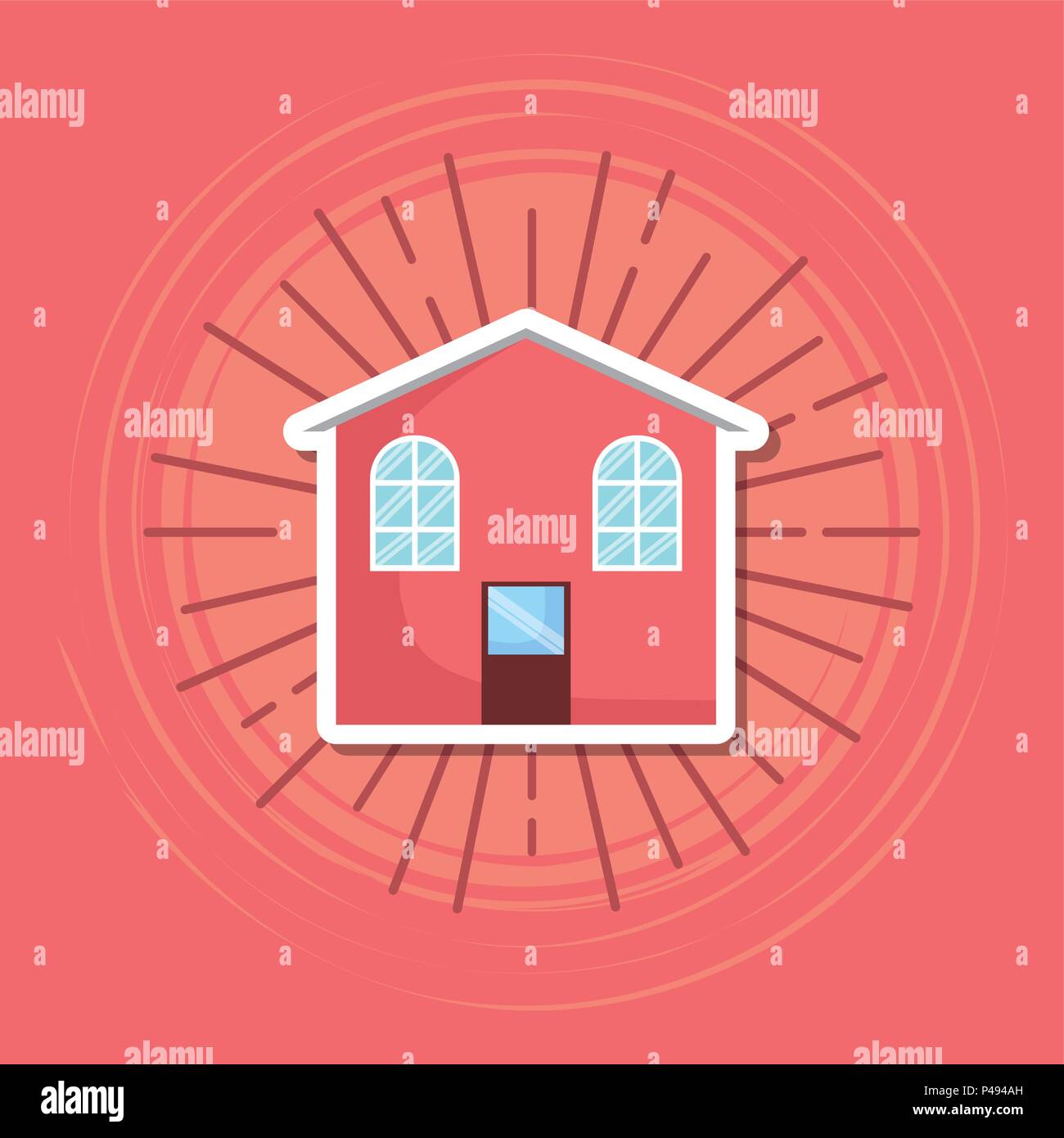 house icon over red background, colorful design. vector illustration ...
