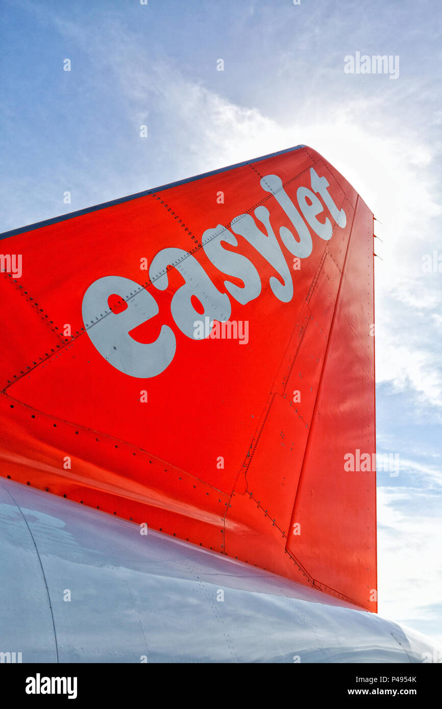 Easyjet tailplane, Easyjet airline, Stock Photo