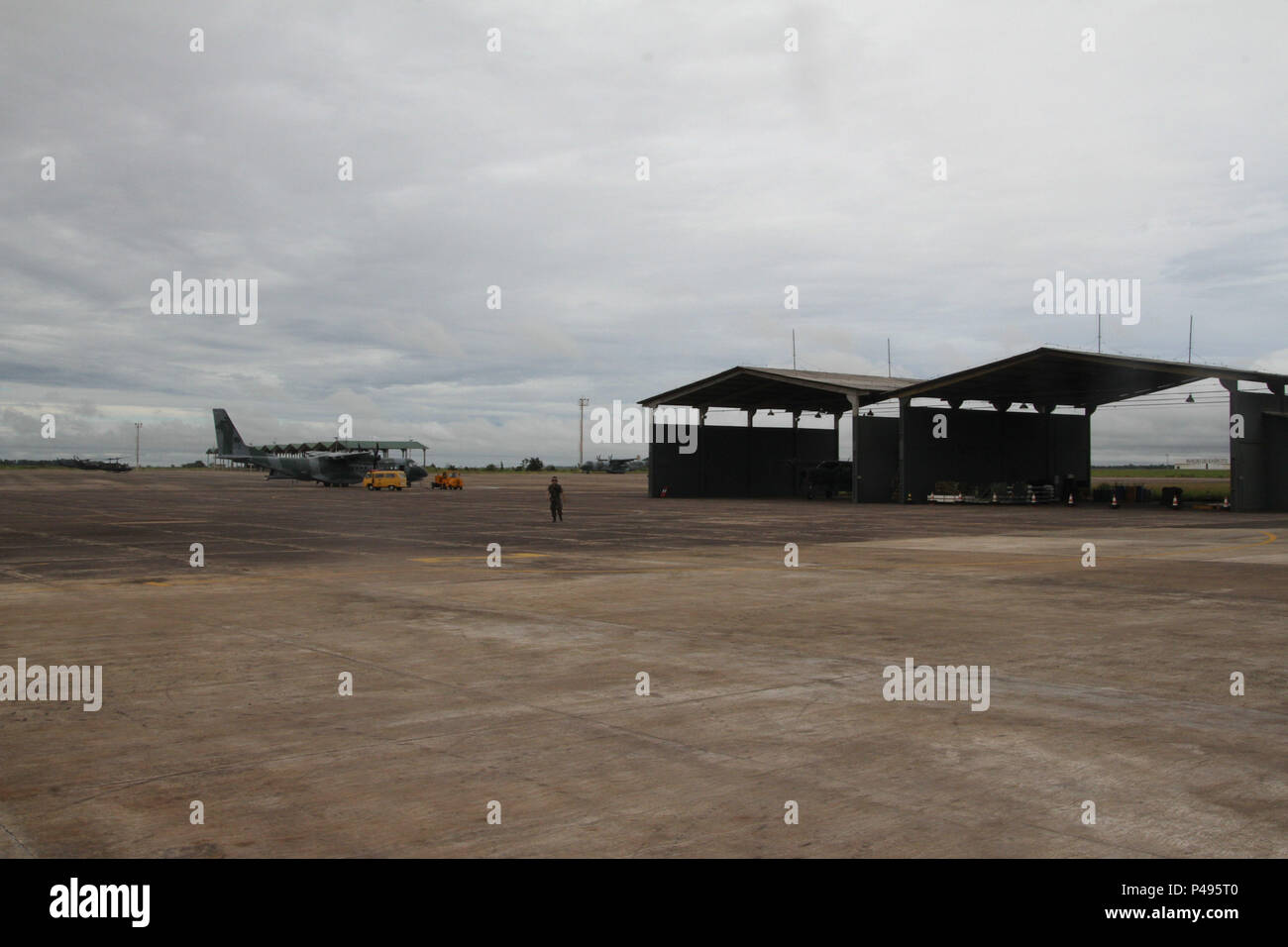 CAMPO GRANDE, MS -27.03.2015 - BASE AÉREA DE CAMPO GRANDE - Base aérea de Campo Grande, helicopteros e o Avião de Transporte chamado Amazonas. (Foto: Gustavo MAgnusson / Fotoarena) Stock Photo