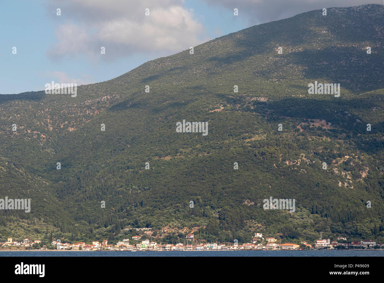 view of Sami Village Harbour, Ionian Sea, Kefalonia, Greece Stock Photo ...