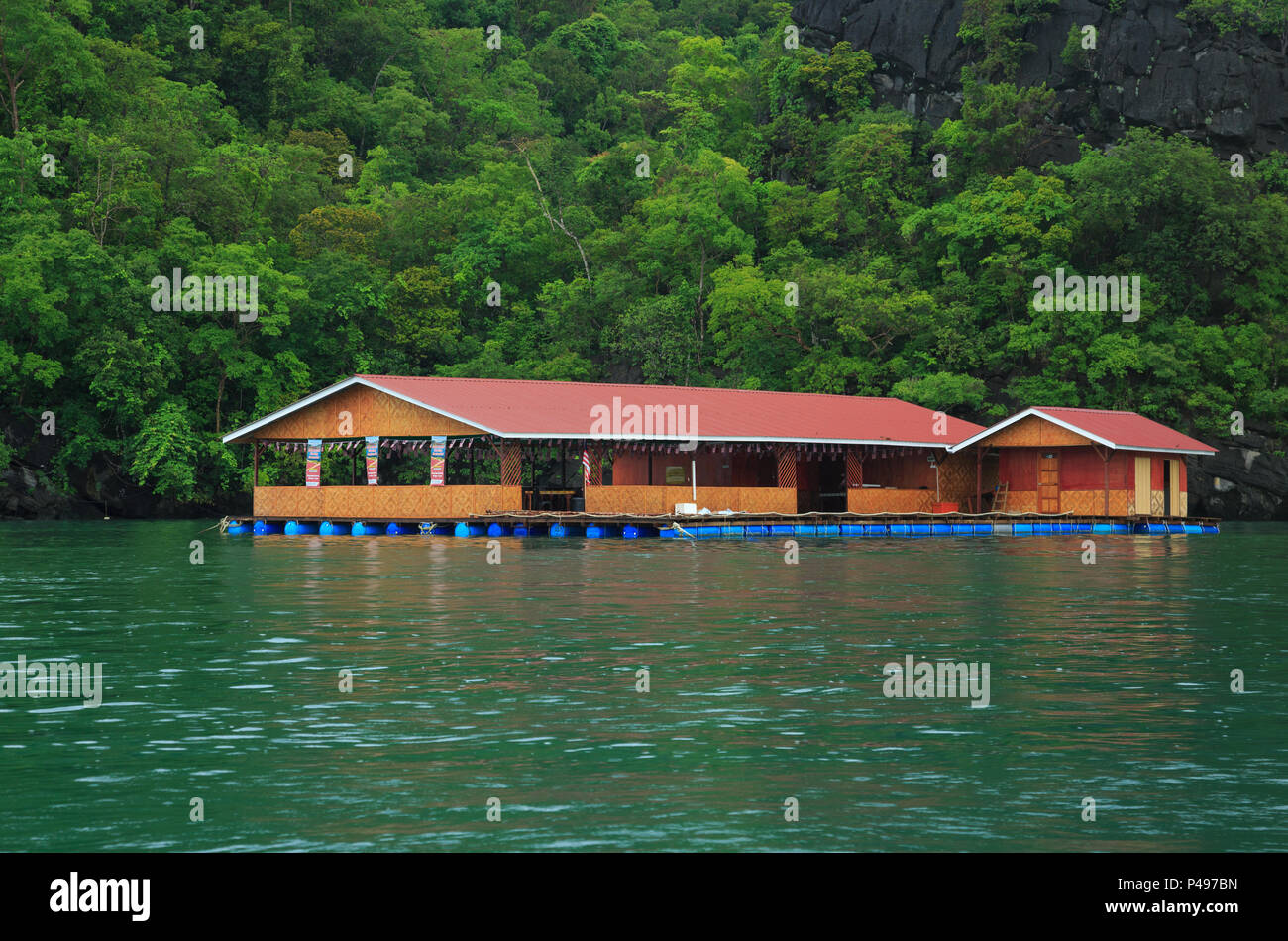 Floating Fish Farm Visit During Langkawi Mangrove Tour (Malaysia Stock
