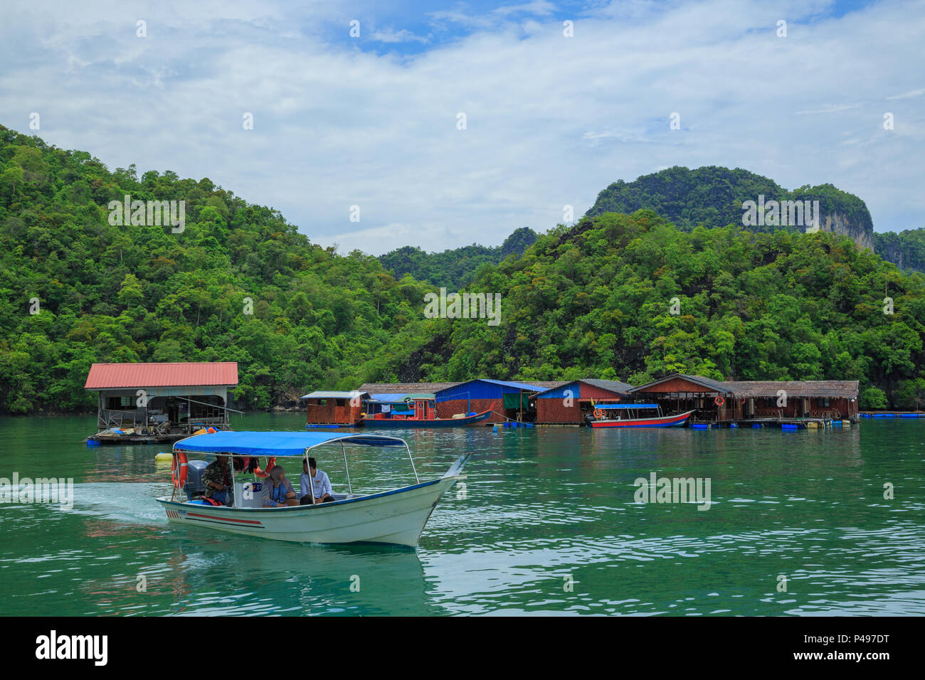 Floating Fish Farm Visit During Langkawi Mangrove Tour (Malaysia Stock