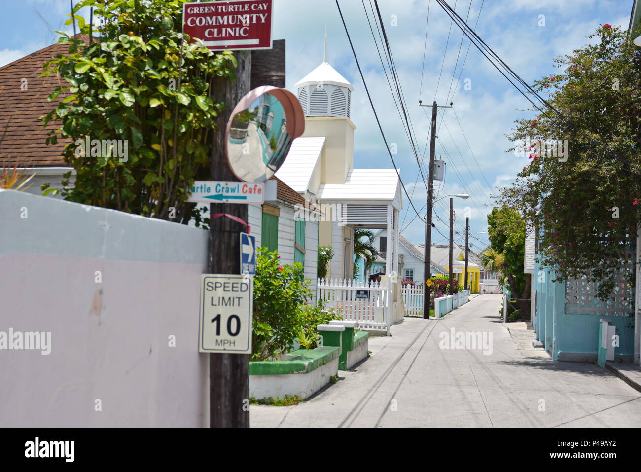 Downtown Historic New Plymouth businesses and buildings on small narrow