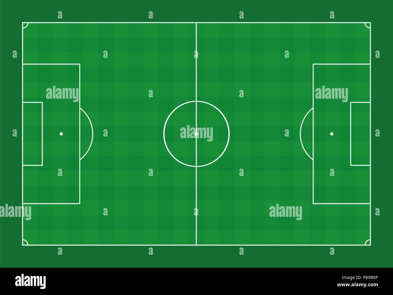 Soccer Field Green Pitch With White Lines And Check Pattern Sports Turf Illustration On Green Background Stock Photo Alamy