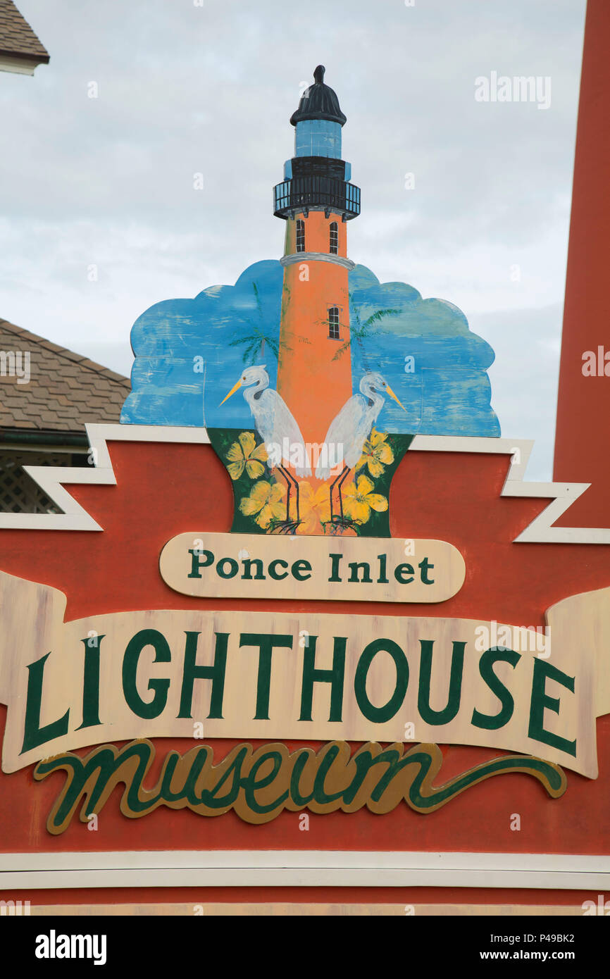 Lighthouse sign, Ponce de Leon Inlet Light Station Museum,  Florida Stock Photo