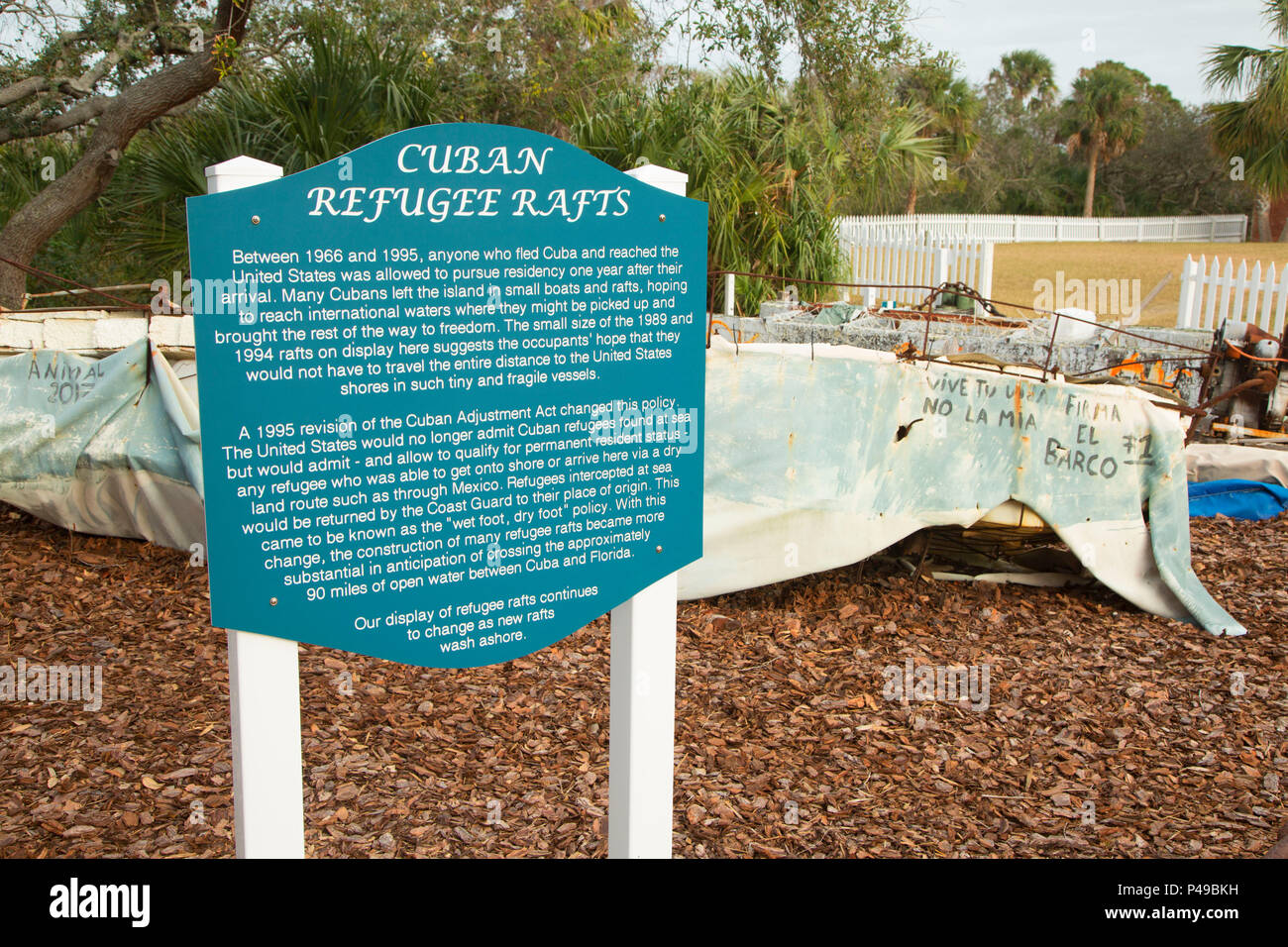 Cuban Refugee rafts, Ponce de Leon Inlet Light Station Museum,  Florida Stock Photo