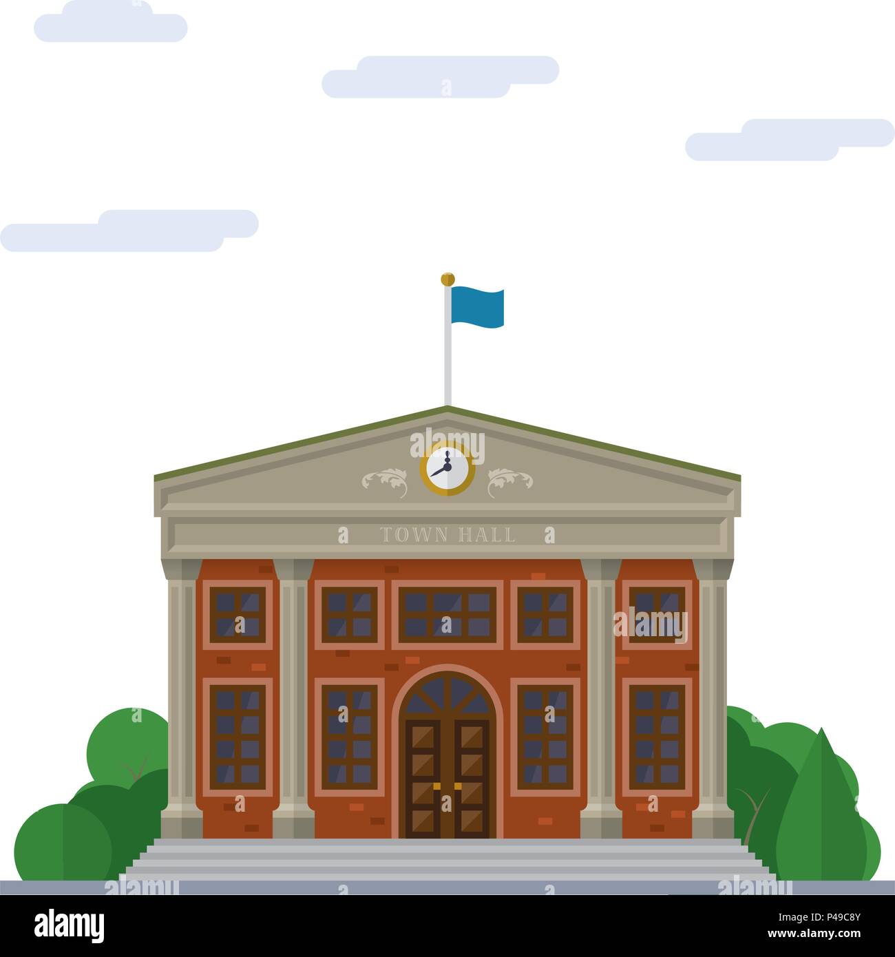 Isolated vector icon of classicist town hall building Stock Vector