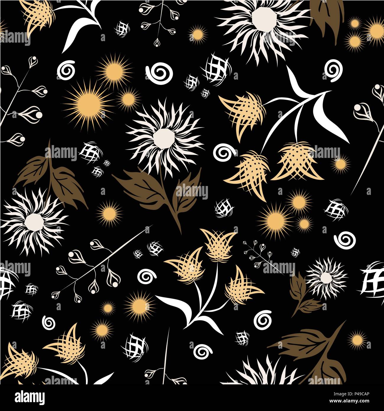 Seamless floral vector pattern. Modern abstract bright colorful style. Hand drawn, - stock. Background or wallpaper, pattern for fabric or textile. Stock Vector