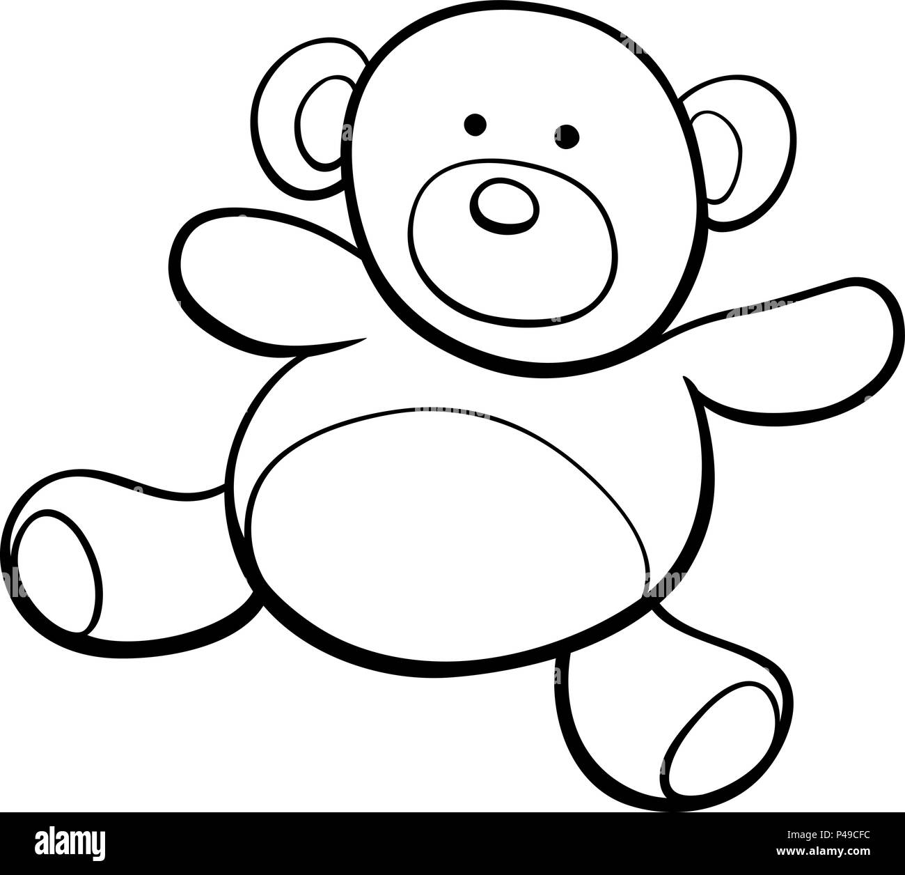 Black and White Cartoon Illustration of Teddy Bear Toy Clip Art Coloring Book Stock Vector