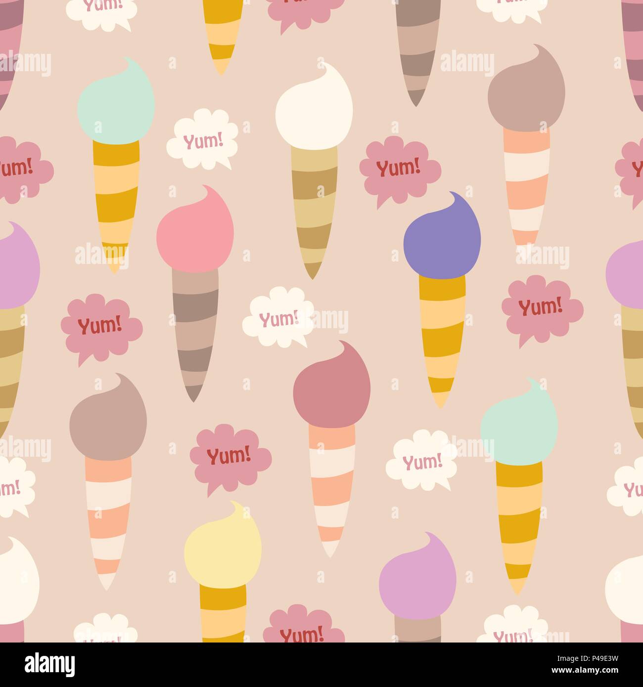 Lovely ice - cream cones seamless background pattern Stock Vector Image ...