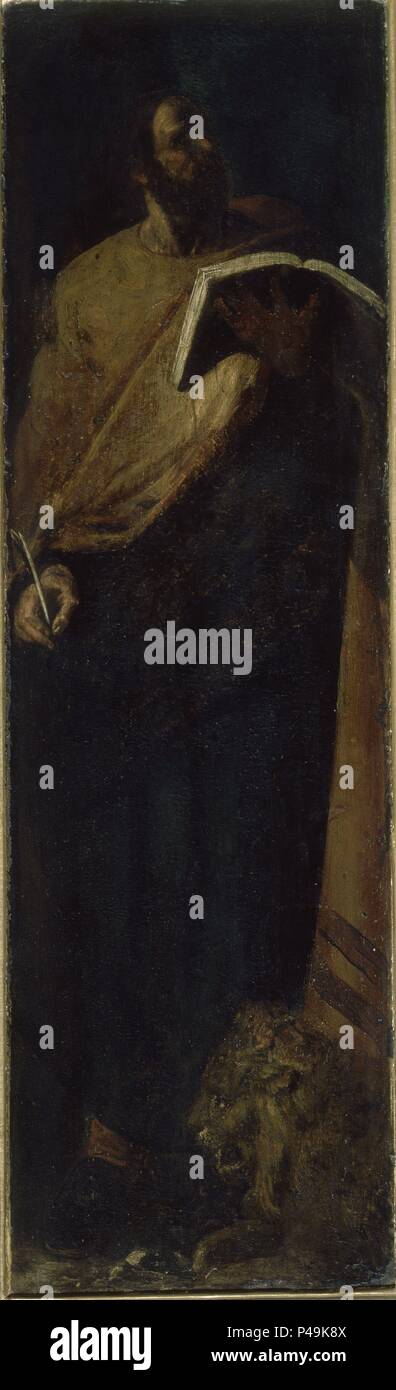 ALTAR DE SAN JOSE-SAN MARCOS EVANGELISTA. Author: Francisco Ribalta (1565-1628). Location: IGLESIA DE LA ASUNCION, ALACUAS, VALENCIA, SPAIN. Stock Photo