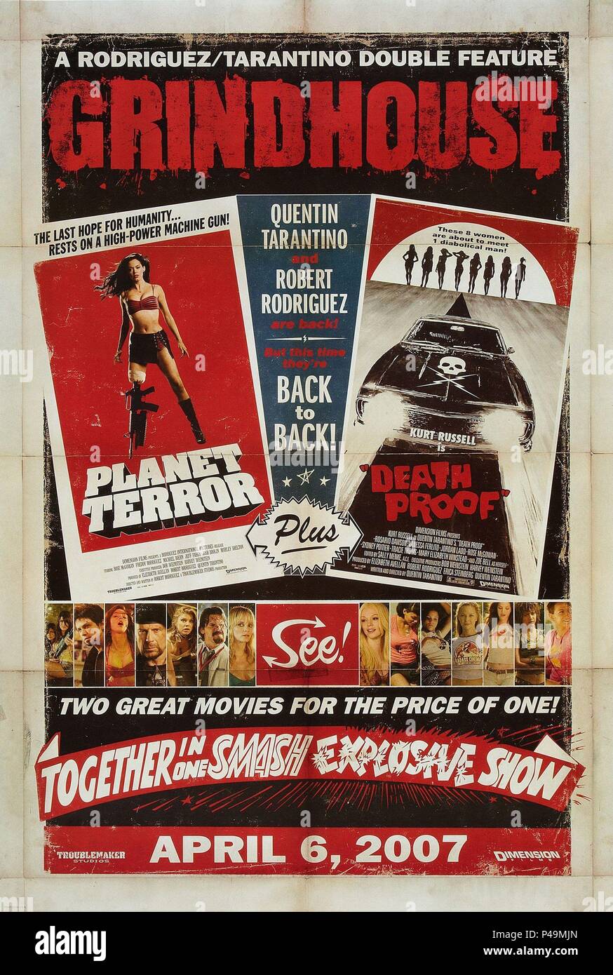 Original Film Title: GRINDHOUSE-DEATH PROOF.  English Title: GRINDHOUSE.  Film Director: QUENTIN TARANTINO.  Year: 2007. Credit: DIMENSION FILMS/A BAND APART/BIG TALK PRODUCTIONS/DARTMOUTH / Album Stock Photo