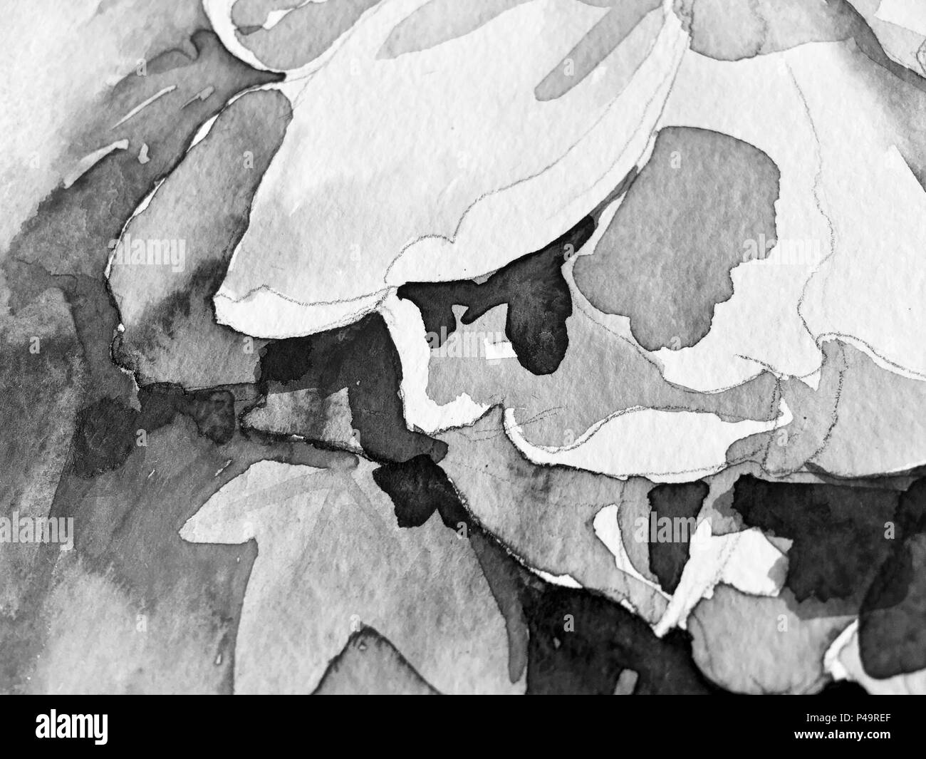 Black And White Hand Painting Watercolor Pose Stock Photo Alamy