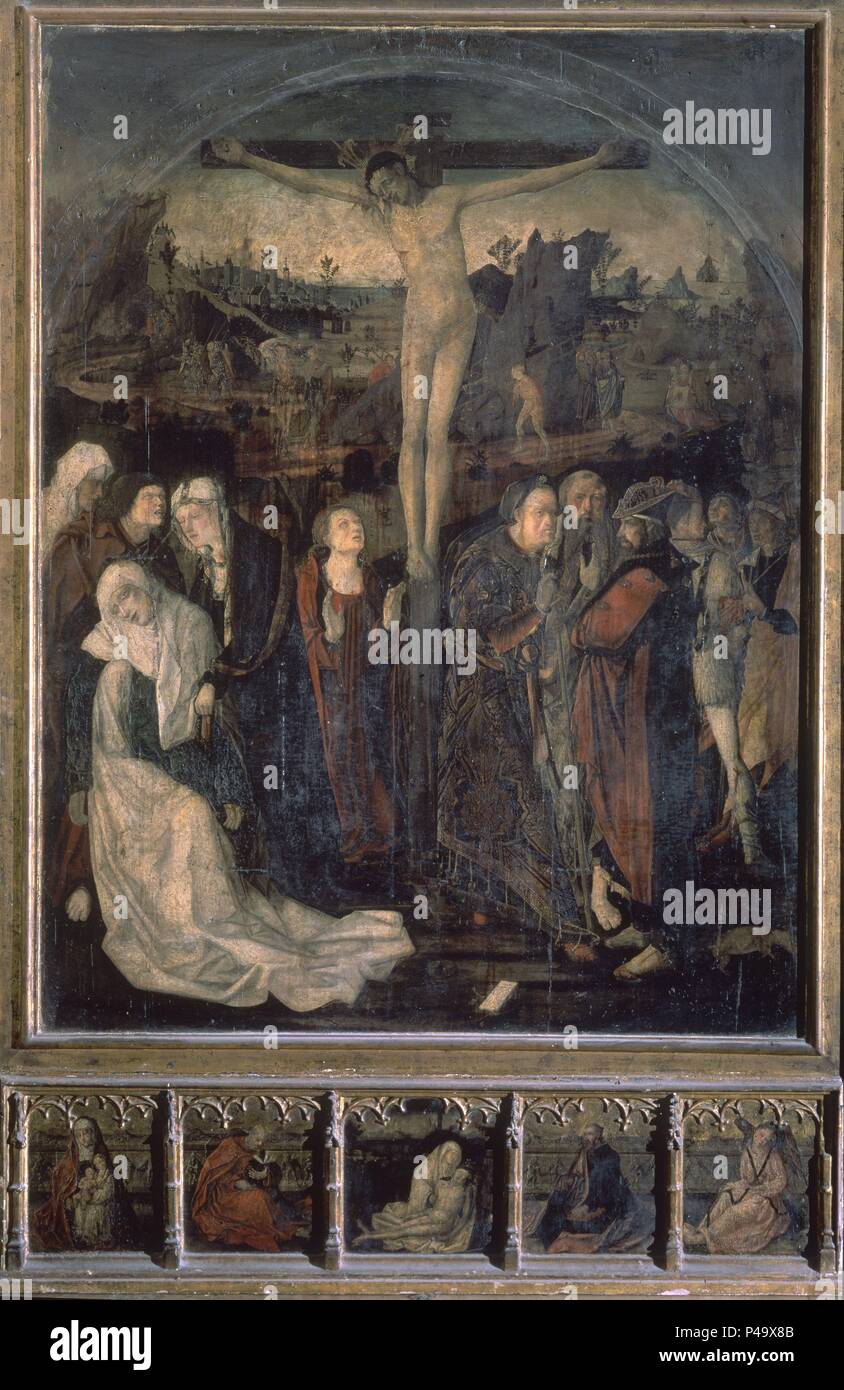 CALVARIO-OLEO/TEMPLE/MADERA 1476-235X156 CM. Author: Rodrigo de Osona (c. 1440-c. 1518). Location: ST. NICHOLAS CHURCH, VALENCIA, SPAIN.