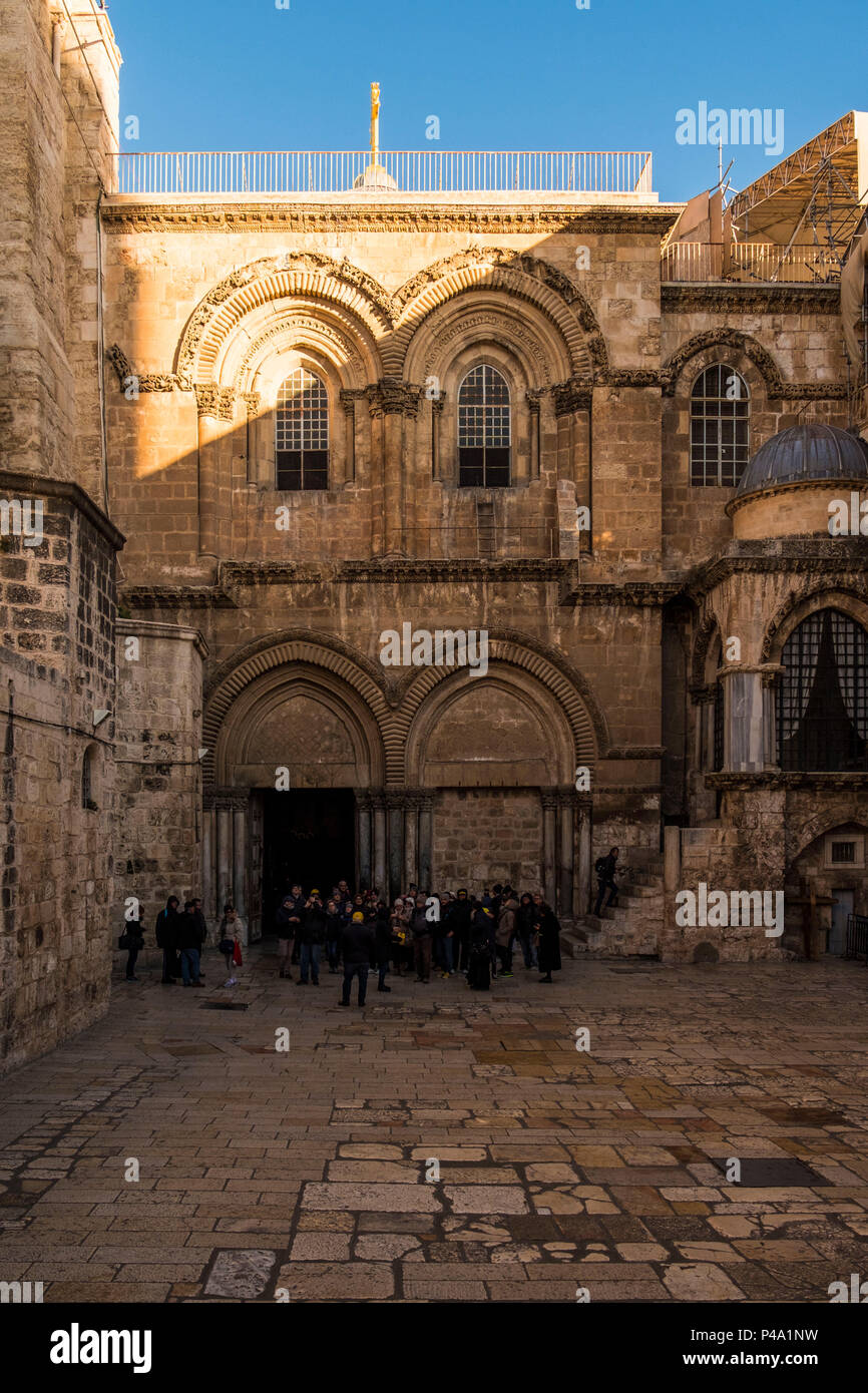 Facade of the Church of the Holy Sepulchre, Jerusalem, Israel, Middle East Stock Photo