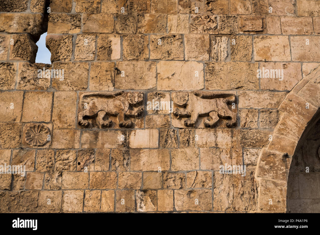 Lions Gate detail, Jerusalem, Israel, Middle East Stock Photo