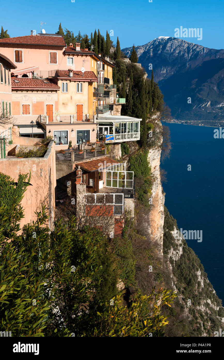 Pieve municipality on Lake Garda Europe, Lombardy, Brescia, Pieve, Tremosine Stock Photo