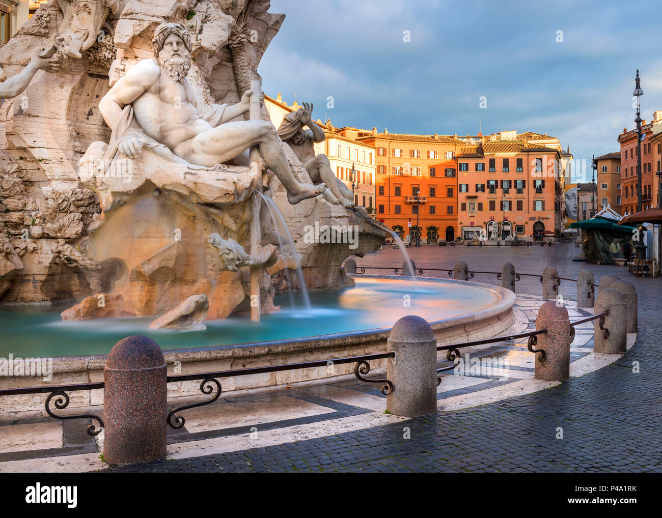Fountain of Navona square Europe, Italy, Lazio, Rome Capital Stock Photo